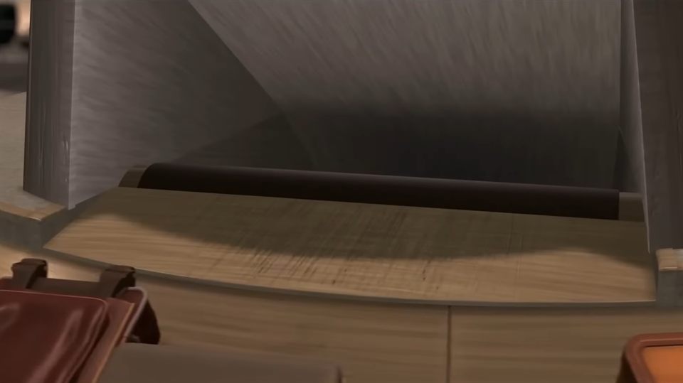 Airport baggage conveyor moment in Toy Story 2 when the LassetAir Flight A113 PA announcement plays